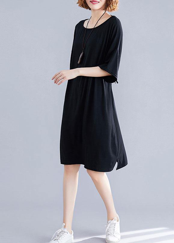 Classy Black Cotton Clothes Backless Cotton Summer Dresses