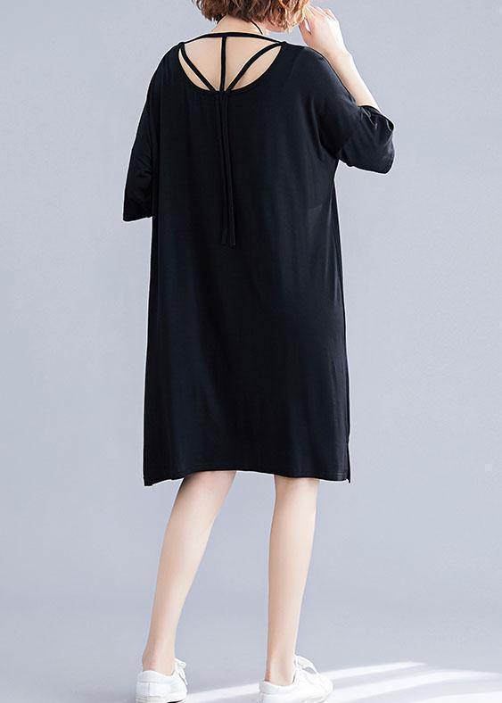 Classy Black Cotton Clothes Backless Cotton Summer Dresses