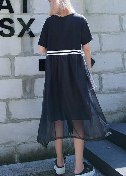 Classy Black Cotton Clothes O Neck Dresses Summer Dresses