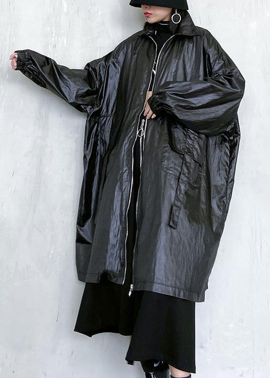 Classy Black Clothes Wardrobes Lapel Pockets Fall Coats