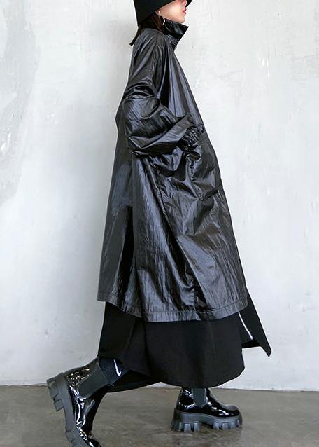 Classy Black Clothes Wardrobes Lapel Pockets Fall Coats