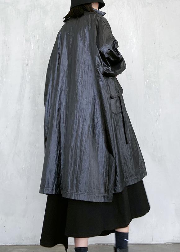 Classy Black Clothes Wardrobes Lapel Pockets Fall Coats