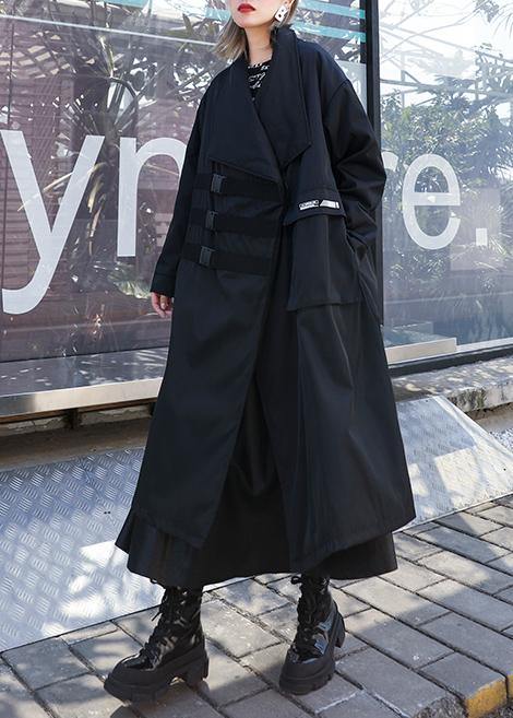 Classy Black Coats Blouses Work Outfits Asymmetric Pockets Outwear