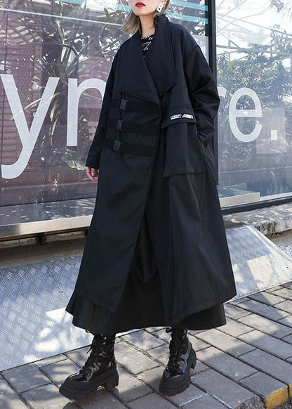 Classy Black Coats Blouses Work Outfits Asymmetric Pockets Outwear