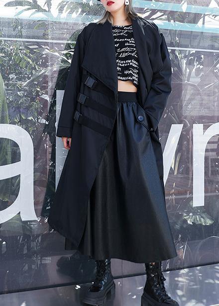 Classy Black Coats Blouses Work Outfits Asymmetric Pockets Outwear