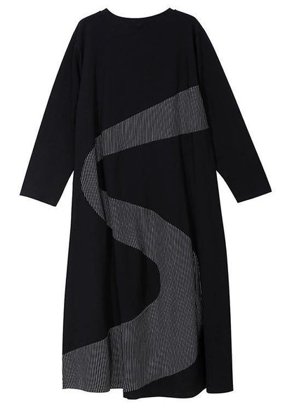 Classy Black Cotton Dresses Patchwork Ruffles Dresses
