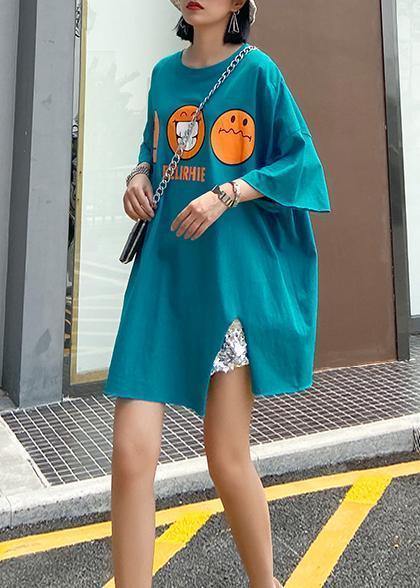 Classy Blue Pockets Cotton Clothes for O Neck Baggy a Line Summer Dresses