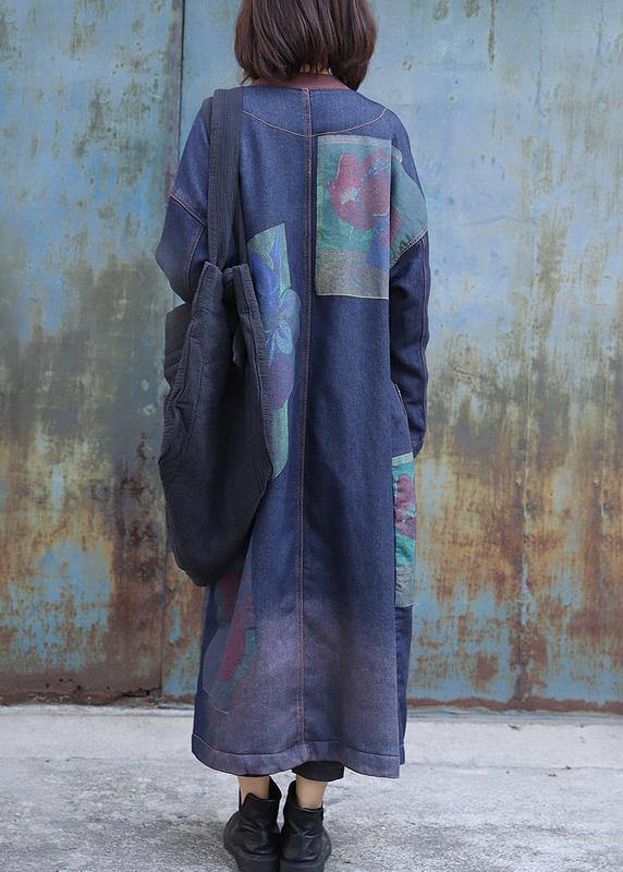 Classy Blue Prints Trench Coat Inspiration Two Big Pockets Thick Coats