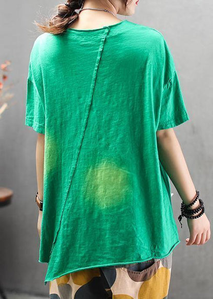 Classy Cotton Clothes Round Neck Loose Irregular Blouse