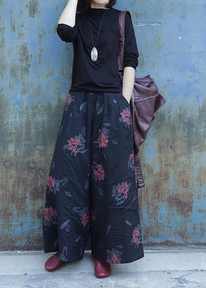 Classy Elastic Waist Shorts Clothing Black Prints Ideas Wide Leg Jeans
