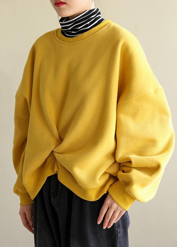 Classy false two pieces cotton spring clothes Shape yellow top