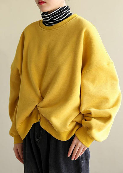 Classy false two pieces cotton spring clothes Shape yellow top
