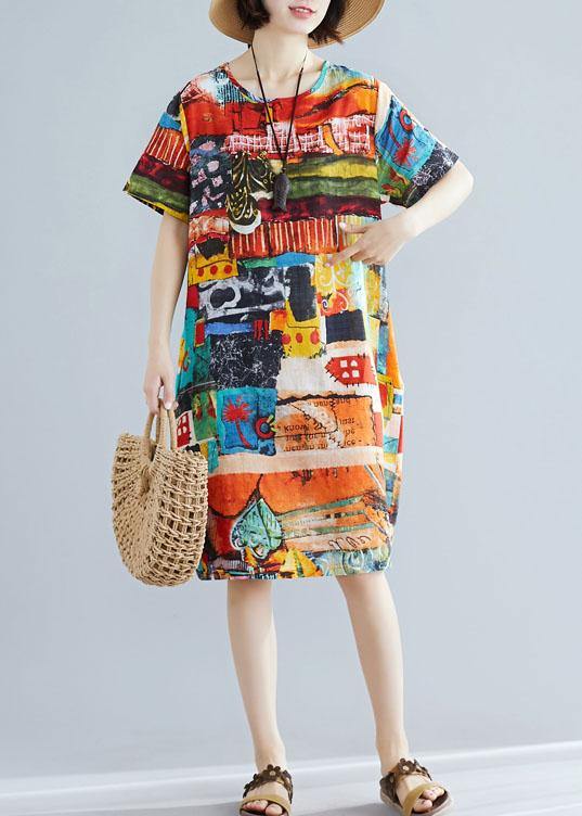 Classy Linen Cotton Dress Pattern O Neck Pockets a Line Summer Dress