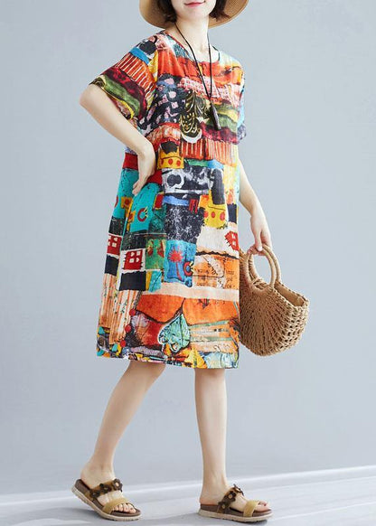 Classy Linen Cotton Dress Pattern O Neck Pockets a Line Summer Dress