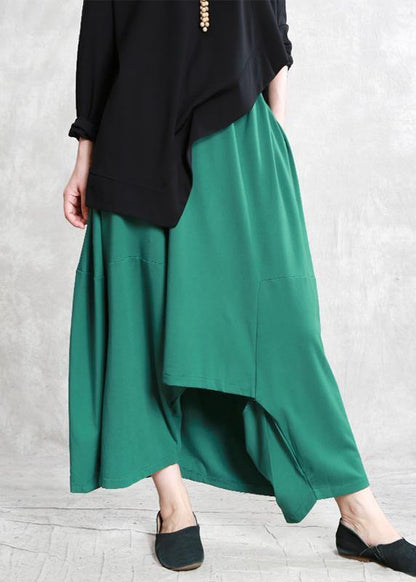 Classy Green Ideas Elastic Waist Asymmetric Pants