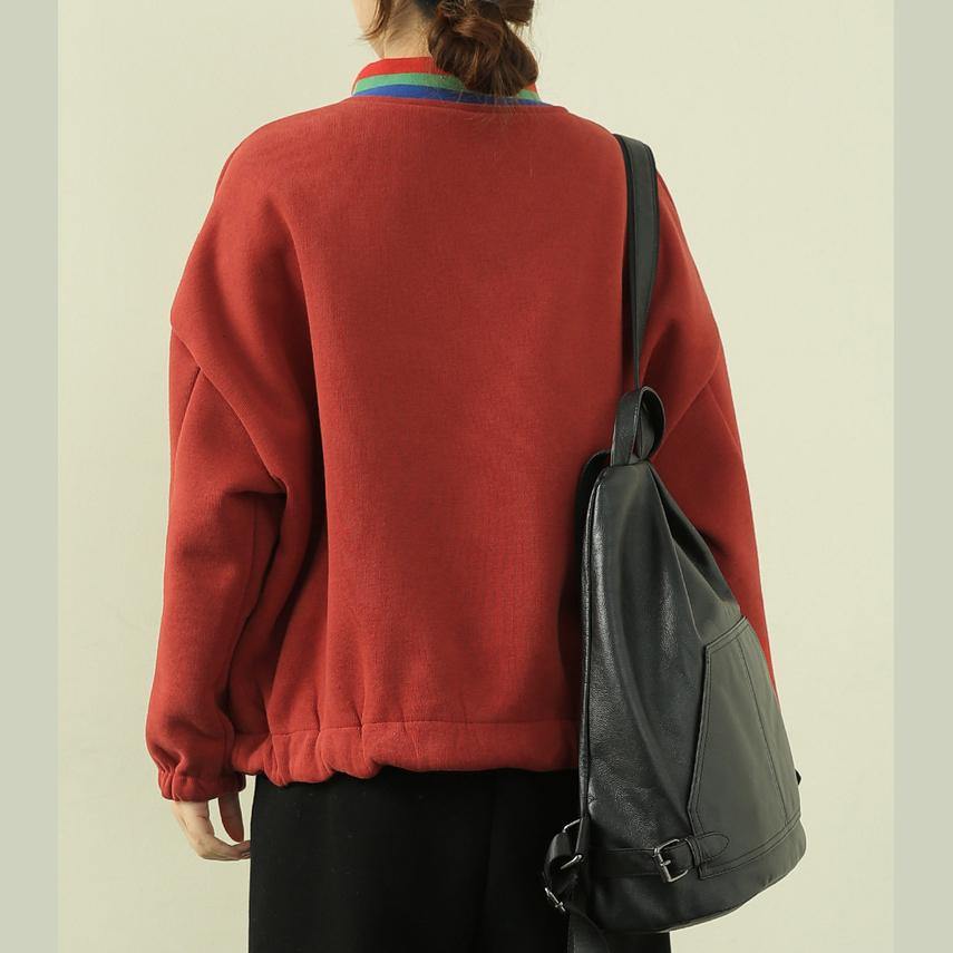 Classy high neck patchwork zippered tops women orange blouse