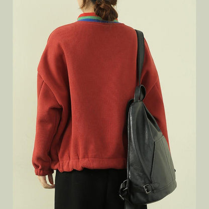 Classy high neck patchwork zippered tops women orange blouse