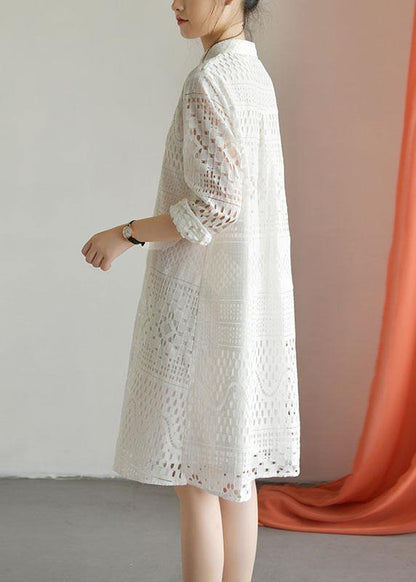 Classy Hollow Out Blended Quilting Dresses Inspiration White Patchwork Dress Fall