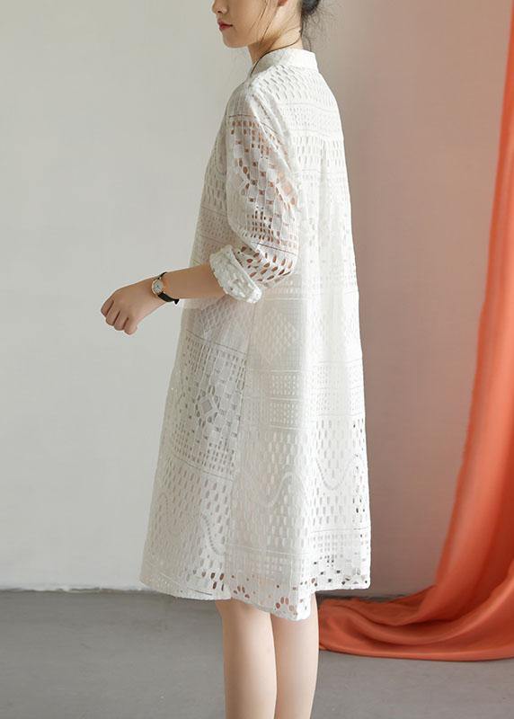 Classy Hollow Out Blended Quilting Dresses Inspiration White Patchwork Dress Fall