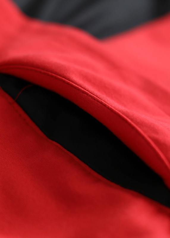 Classy Hooded Patchwork Spring Tunic Dress Photography Red Black Art Dress