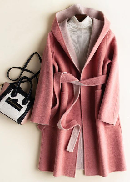 Classy Hooded Pockets Fine Fall Clothes Red Oversized Outwears