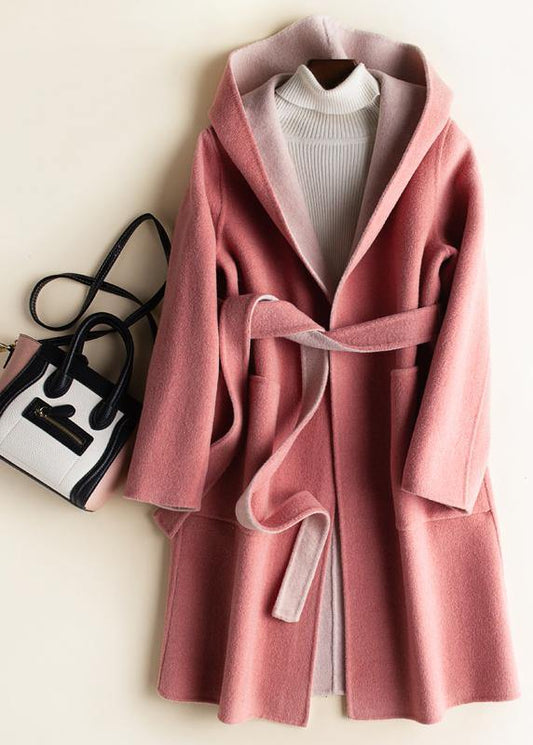 Classy Hooded Pockets Fine Fall Clothes Red Oversized Outwears