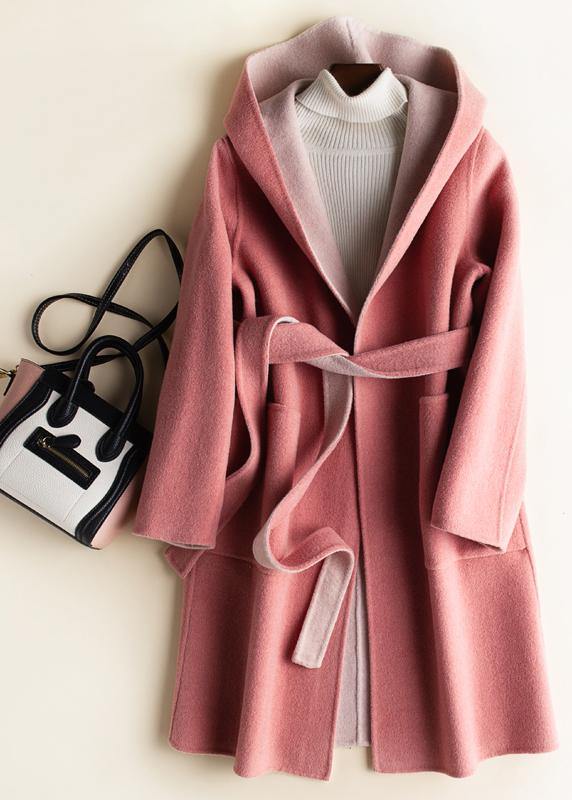 Classy Hooded Pockets Fine Fall Clothes Red Oversized Outwears