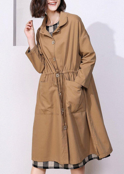 Classy Khaki Clothes for Photography Drawstring Spring Coat