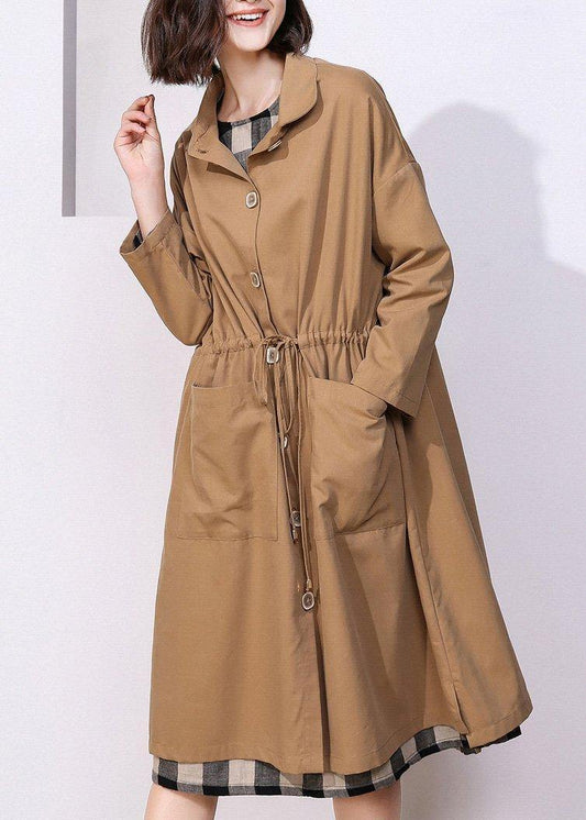 Classy Khaki Clothes for Photography Drawstring Spring Coat