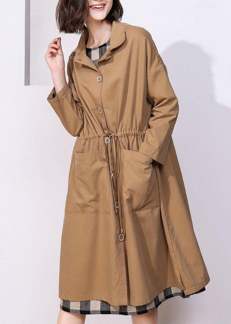 Classy Khaki Clothes for Photography Drawstring Spring Coat