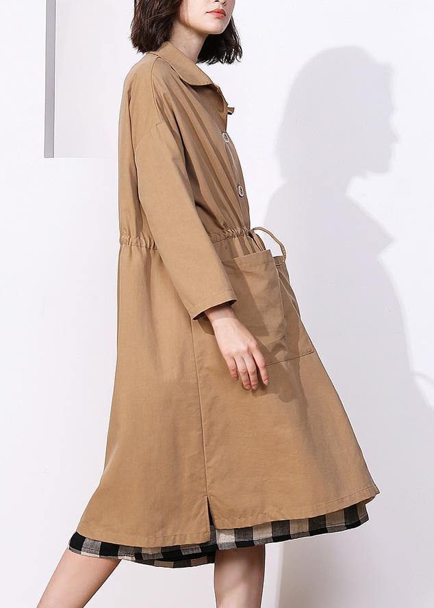 Classy Khaki Clothes for Photography Drawstring Spring Coat