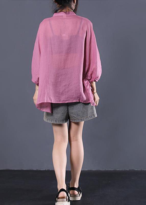 Classy Linen Blouse Batwing Sleeve Comfortable Color T-shirt