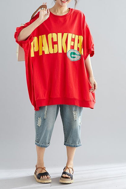 Classy O Neck Batwing Sleeve Cotton Blouse Photography Red Short Top Summer