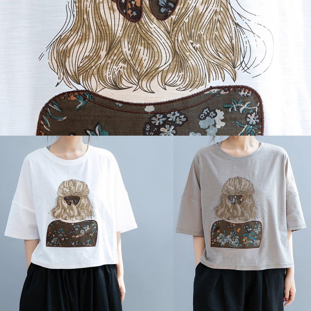 Classy O Neck Half Sleeve Tops Shape White Print Shirt