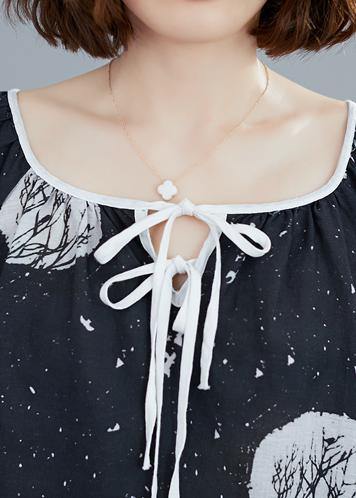 Classy O Neck Half Sleeve Tops Work Black Dotted Blouse