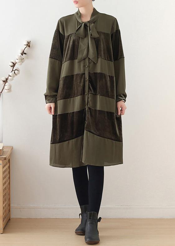 Classy O Neck Patchwork Fall Quilting Dresses Runway Green Art Dresses