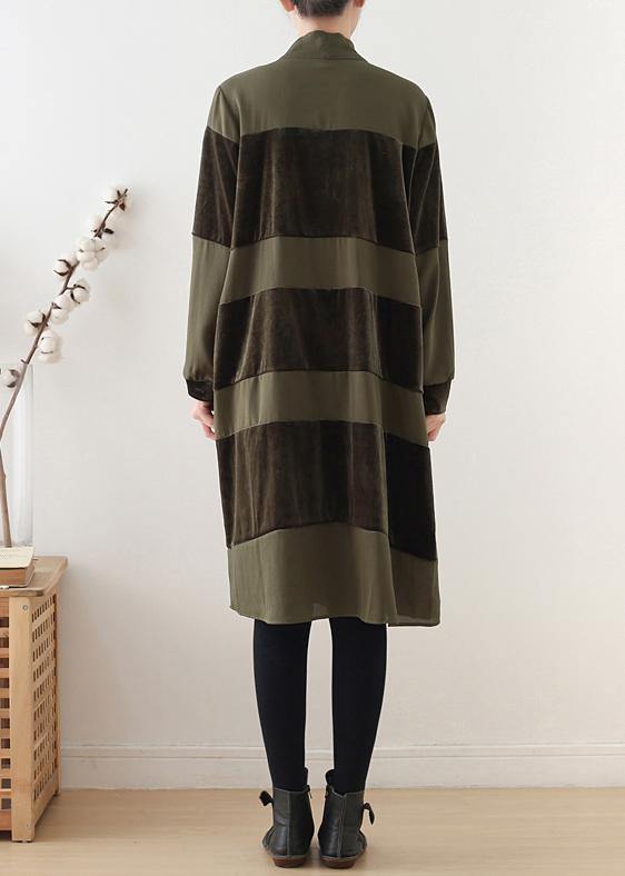 Classy O Neck Patchwork Fall Quilting Dresses Runway Green Art Dresses