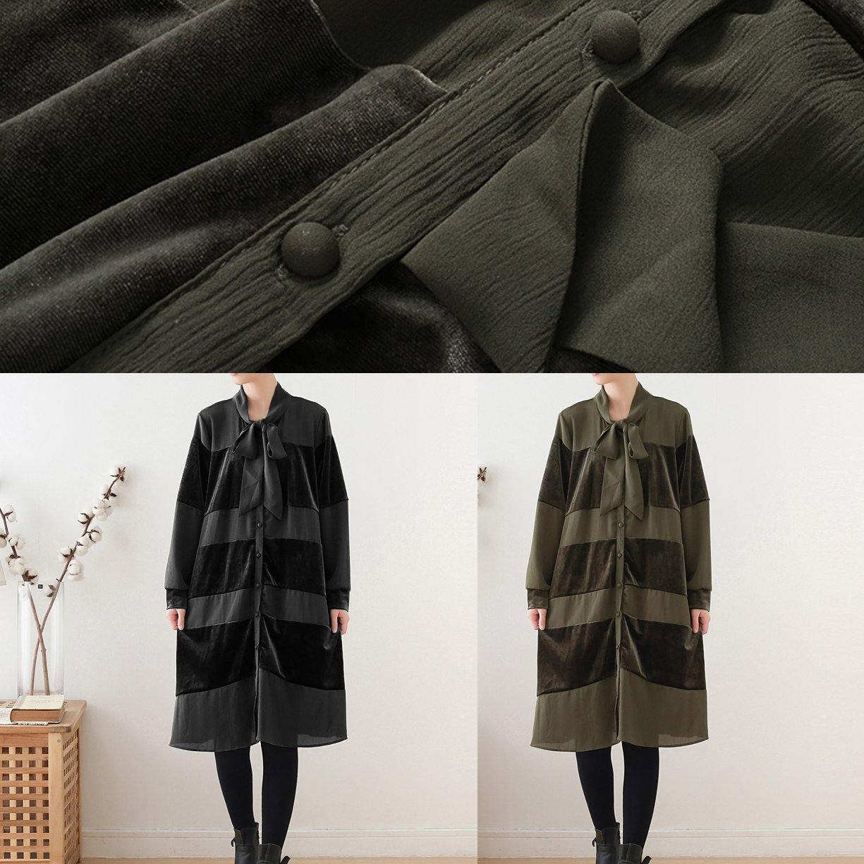 Classy O Neck Patchwork Fall Quilting Dresses Runway Green Art Dresses
