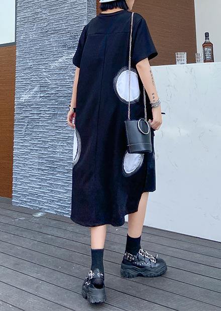 Classy O Neck Pockets Cotton Tunics Tutorials Black Dotted Dresses