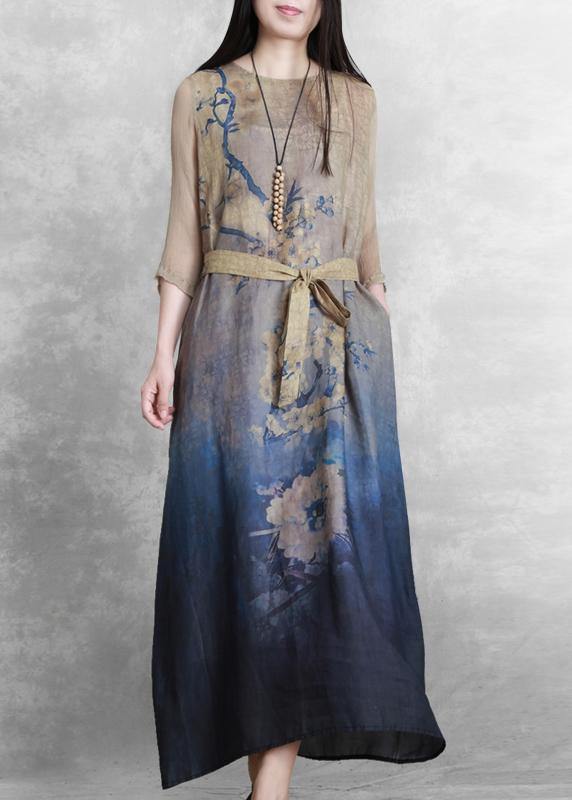 Classy O Neck Tie Waist Dress Tutorials Nude Print Dresses