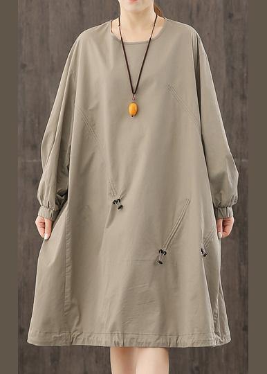 Classy O Neck Cinched Clothes Wardrobes Gray Dresses