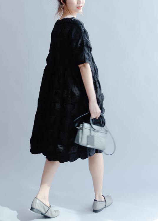 Classy O Neck Cinched Summer Dress Work Outfits Black Dresses