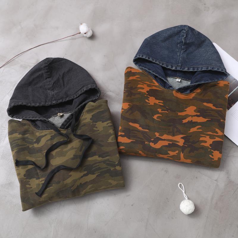 Classy Patchwork Cotton Hooded Quilting Dresses Shape Green Camouflage Dresses
