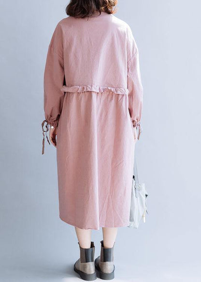 Classy Pink Clothes for Drawstring Lapel Fall Coats