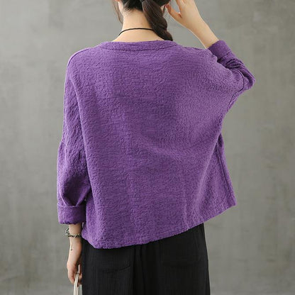 Classy Purple Tunic V Neck Button Down Dresses Fall Shirt