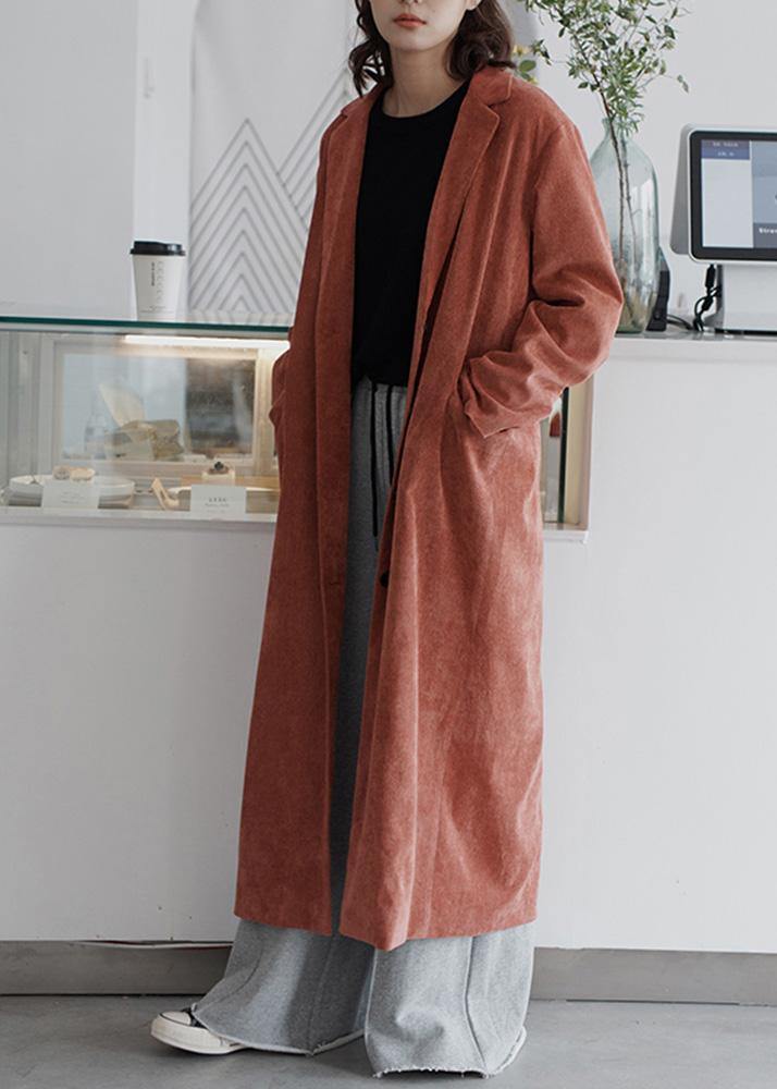 Classy Red Tunic Pattern Work Outfits Notched Collar Winter Coats