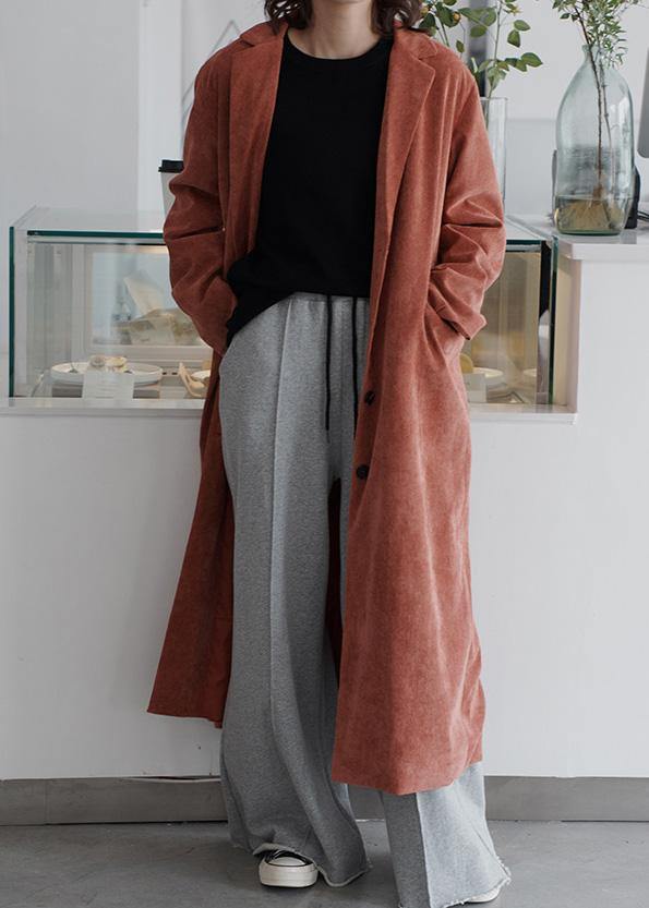 Classy Red Tunic Pattern Work Outfits Notched Collar Winter Coats