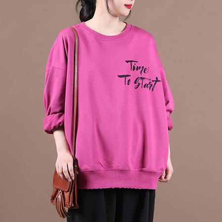Classy Rose Letter Clothes for O Neck Baggy Clothing Fall Blouse