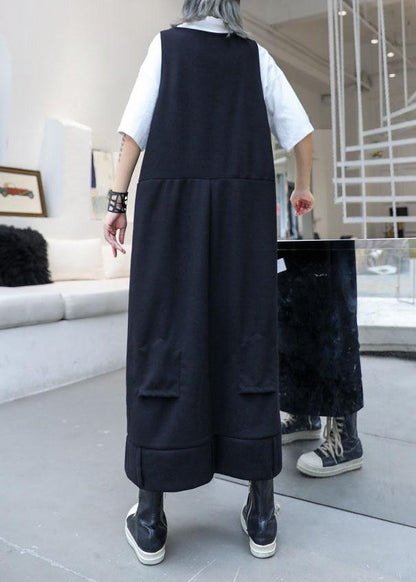 Classy Sleeveless Cotton Dresses Tutorials Black V Neck Long Dresses Fall