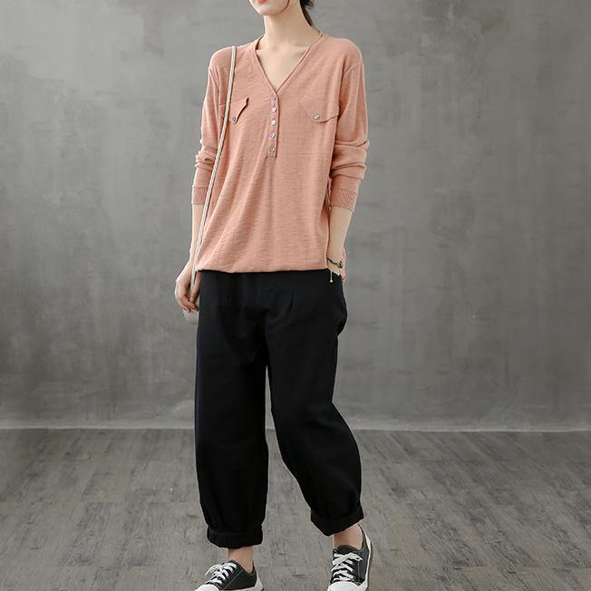 Classy V Neck Button Down Tunic Top Inspiration Pink Top